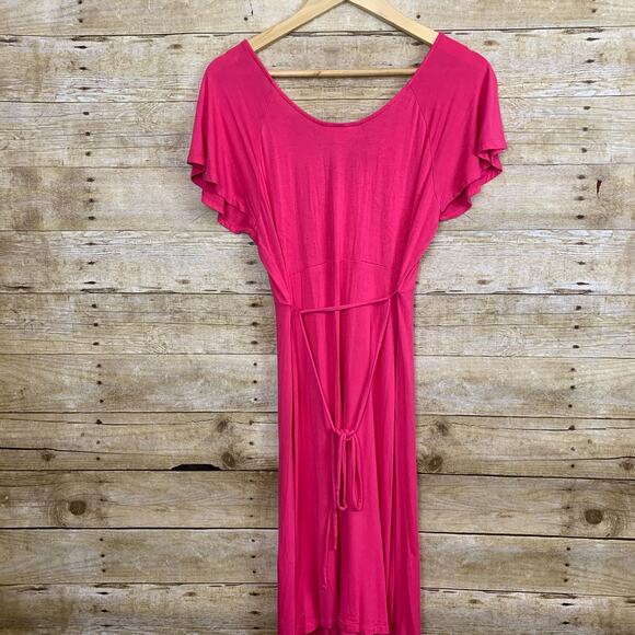 Motherhood Flutter Sleeve Maternity Dress Pink Size Medium - Picture 2 of 4